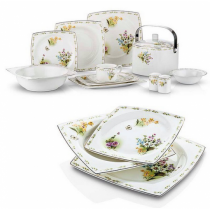 Porio 85 Parça Bonechina Kare Yemek Takımı (M44-106)