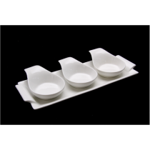 Porselen Tepsili 3'lü Sosluk