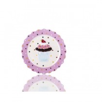 Porio Puantiyeli Pembe Cupcake Pasta Tabağı