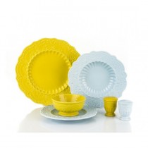 Porio 26 Parça Dolomite Yemek Takımı (Sarı-Açık Mavi)
