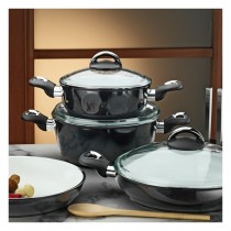 Aryıldız 9 Parça Eco Sera Seramik Tencere Seti-Siyah