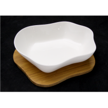 Bambu Tepsili Porselen Salata Kasesi