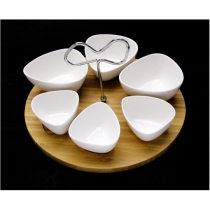 Bambu Tepsili Porselen 6 Parça Kahvaltılık