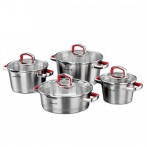 Korkmaz 8 Parça Çelik Tencere Seti-Vertex Kırmızı
