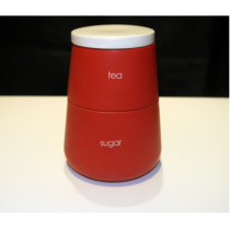 Porselen İki Katlı Çay Şeker Saklama Kabı (Kırmızı)