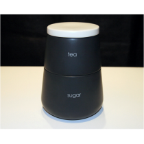 Porselen İki Katlı Çay Şeker Saklama Kabı (Siyah)