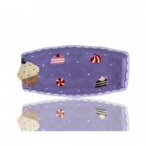 Porio Puantiyeli Mor Cupcake Kayık Tabak