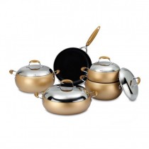 Hisar 9 Parça Teflon Tencere Seti-Mercury Gold