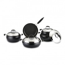 Hisar 9 Parça Teflon Tencere Seti-Mercury Siyah