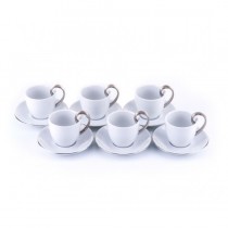 Porio Gümüş Kulplu 6'lı Kahve Fincan Seti