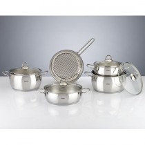 Hisar 9 Parça Çelik Tencere Seti-Mercury Gri