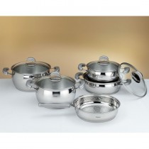 Hisar 9 Parça Çelik Tencere Seti-Monaco Gri